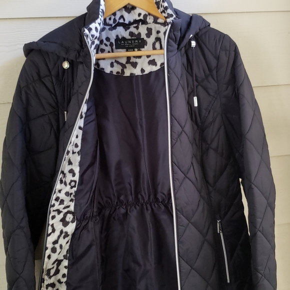 Laundry By Shelli Segal Blue 3/4 Zip Parka Jacket - Picture 6 of 13